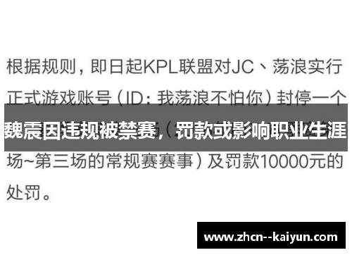 魏震因违规被禁赛，罚款或影响职业生涯
