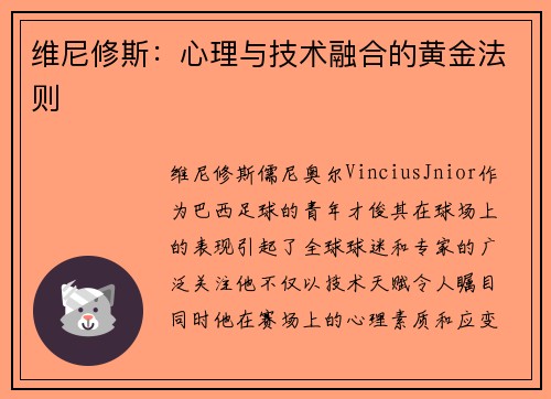 维尼修斯：心理与技术融合的黄金法则